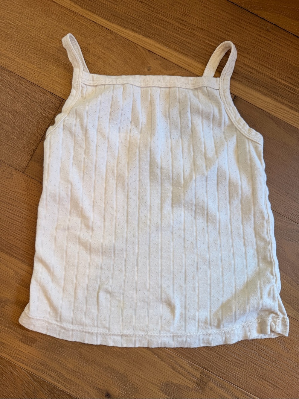 DONNI Square Neck Pointelle Tank in Cream